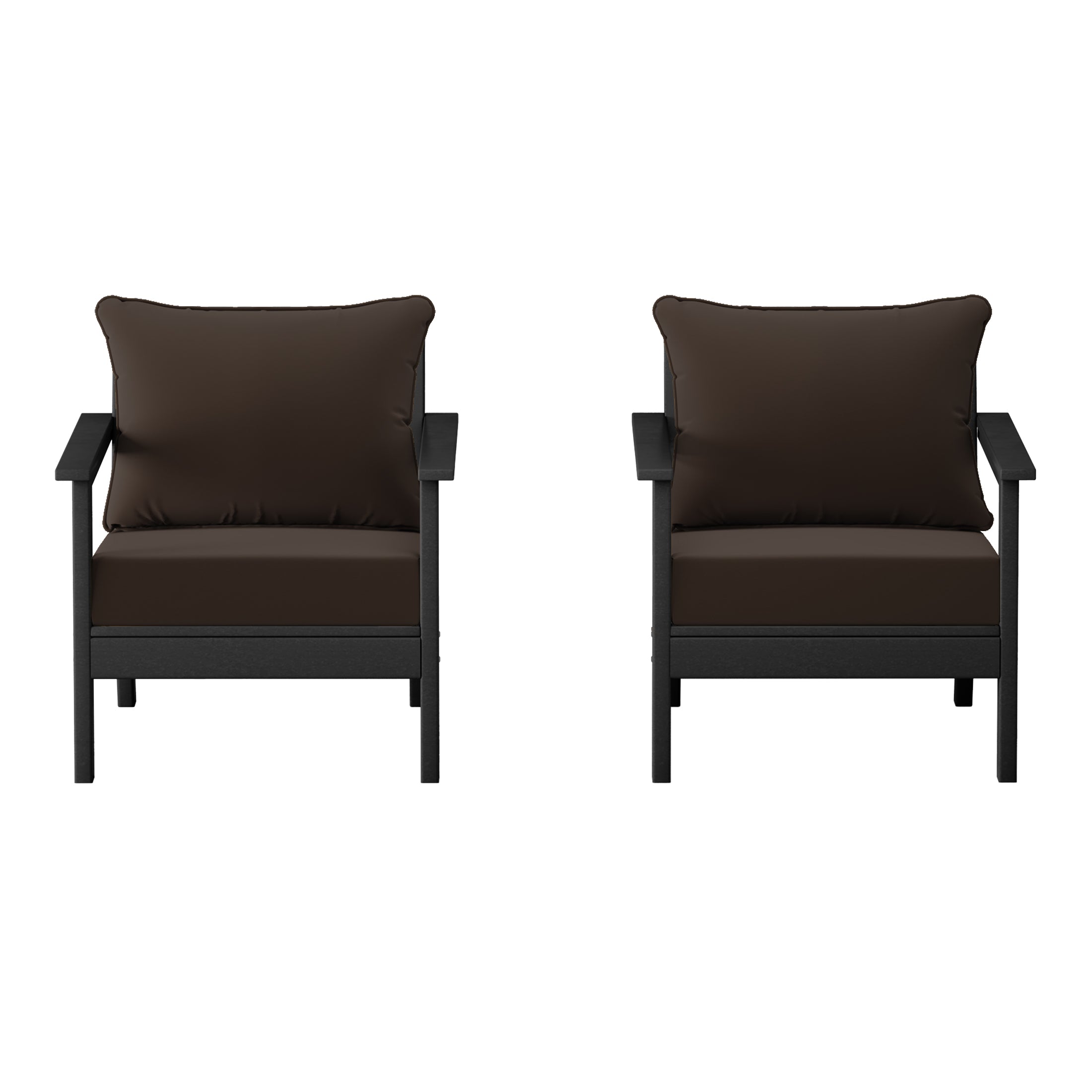 Avalon Outdoor Modern HDPE Patio Club Chairs with Deep Seat Cushions (Set of 2)