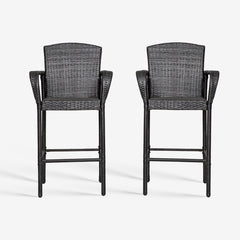 Melvi 2 piece set of 47" height all weather outdoor wicker rattan Bar stools