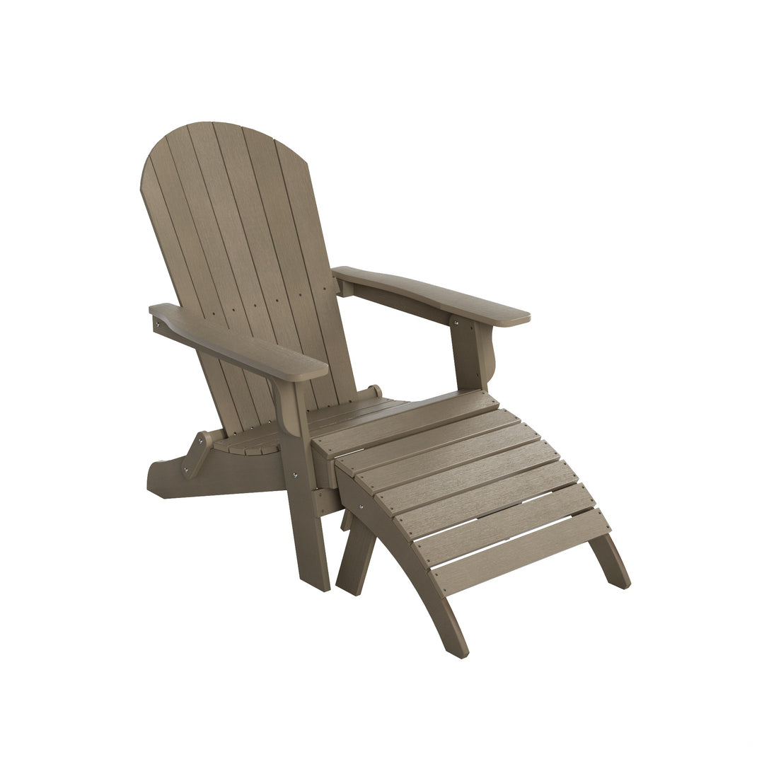 Tuscany 2-Piece HIPS Outdoor Folding Adirondack Seashell Chair With Folding Ottoman