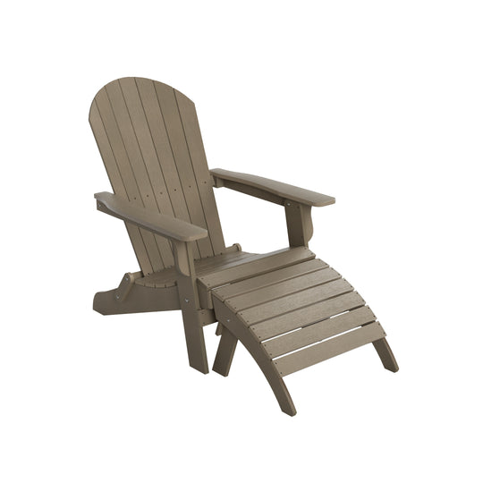 Tuscany 2-Piece HIPS Outdoor Folding Adirondack Seashell Chair With Folding Ottoman