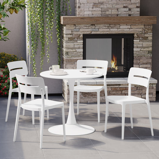 Playa Outdoor Modern Stackable Plastic Patio Dining Chairs (Set of 4)