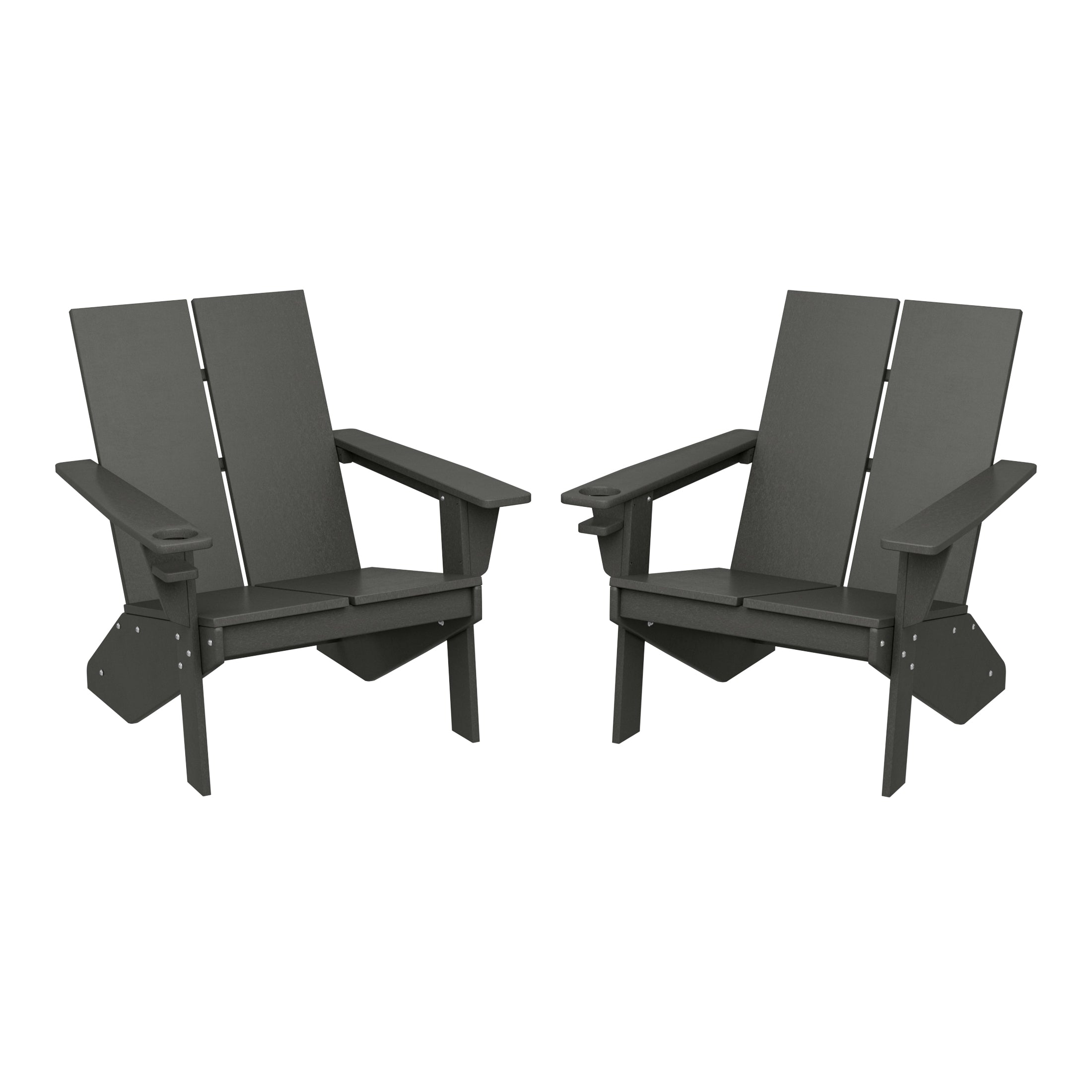 Riviera Outdoor HDPE Modern Adirondack Chair with Cup Holder (Set of 2)