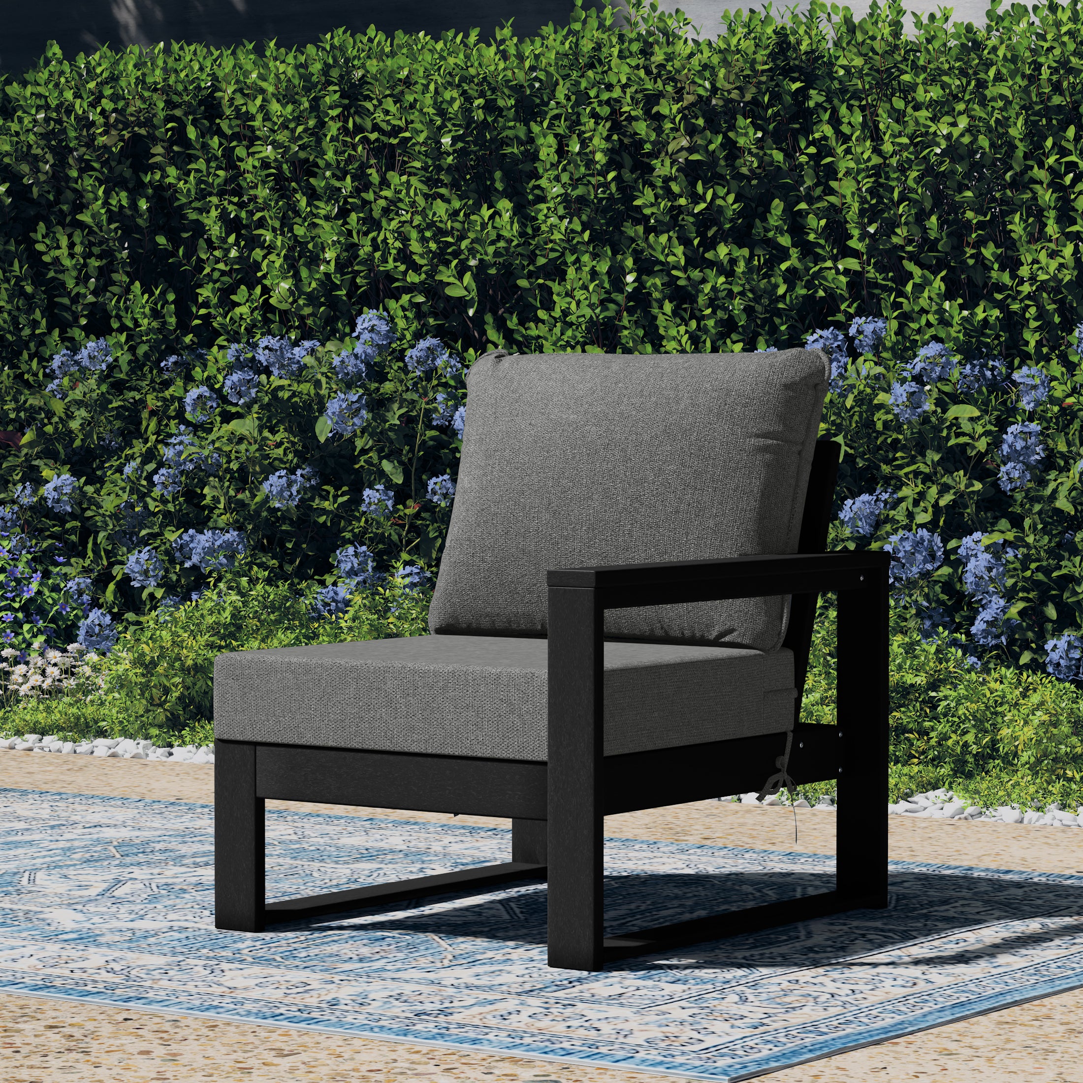 Montara Outdoor Patio HDPE Right Arm Facing Sectional Corner Chair with Patio Cushions