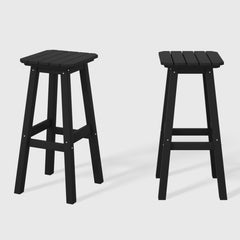 Malibu 29" HDPE Outdoor Patio Square Bar Stools (Set of 2)