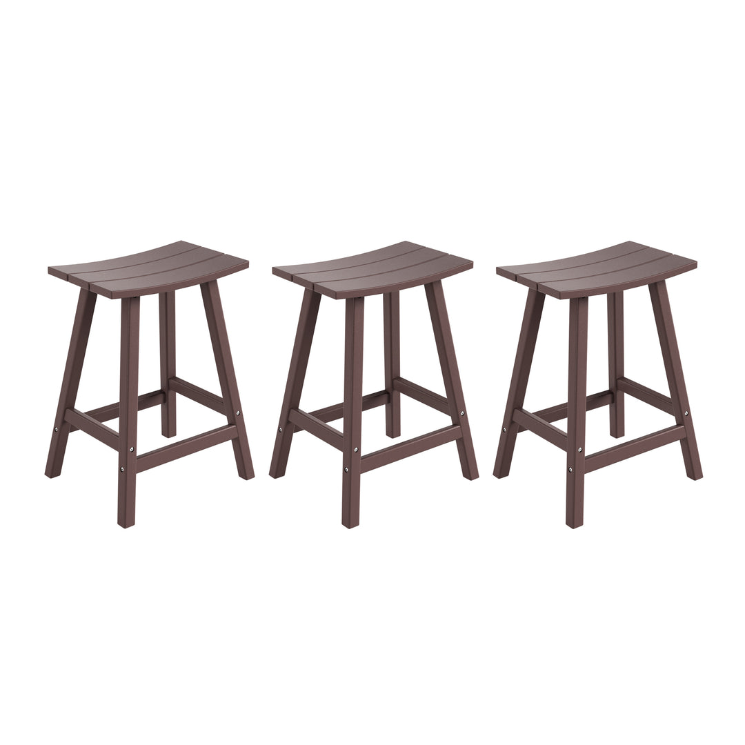 Malibu 24" HDPE Outdoor Patio Counter Height Bar Stools (Set of 3)