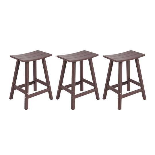 Malibu 24" HDPE Outdoor Patio Counter Height Bar Stools (Set of 3)