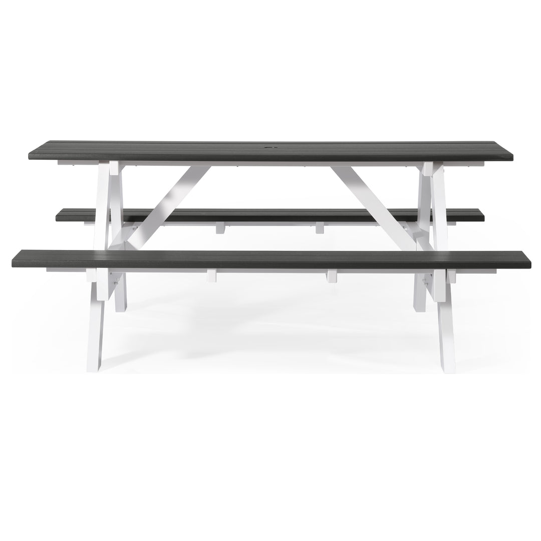Greenville Outdoor 70" HDPE Plastic Picnic Table Bench With Umbrella Hole