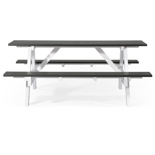 Greenville Outdoor 70" HDPE Plastic Picnic Table Bench With Umbrella Hole