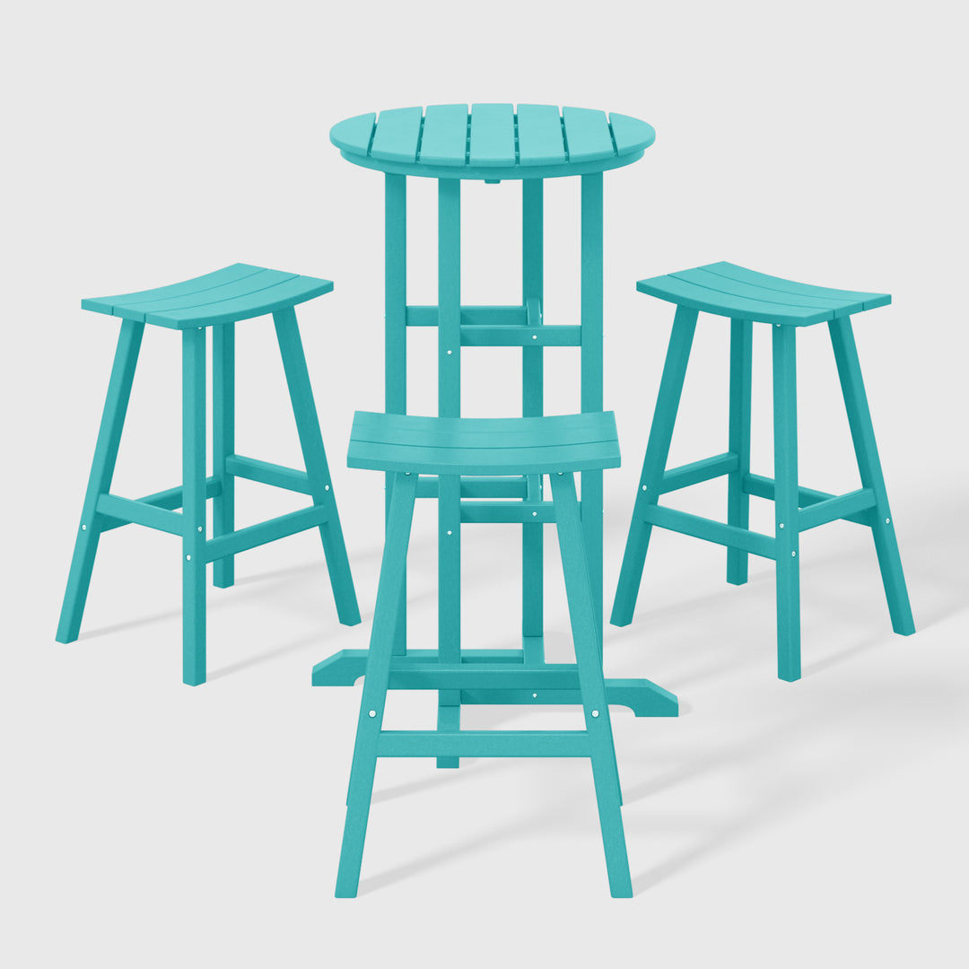 Malibu Outdoor Patio Bar Height Table and Bar Stool 3-Piece Set