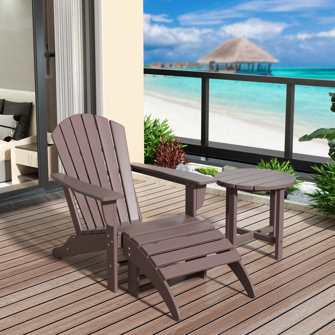 Dylan Outdoor Adirondack Chair With Ottoman And Side Table 3-Piece Set