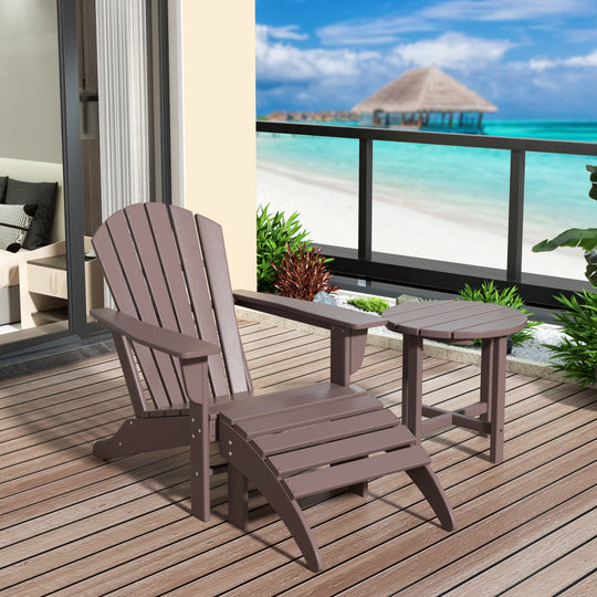 Dylan Outdoor Adirondack Chair With Ottoman And Side Table 3-Piece Set