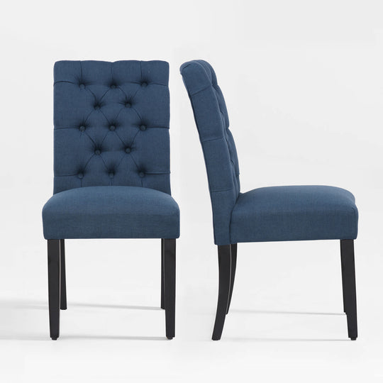 Hayes Linen fabric tufted upholstered side chairs ( 2 piece set )