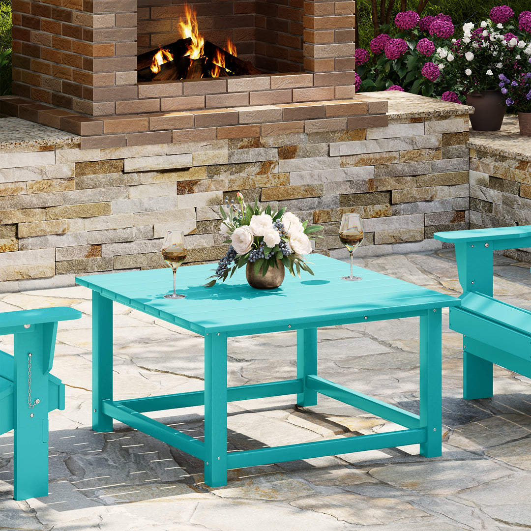 Malibu Low Outdoor HDPE Square Patio Coffee Table