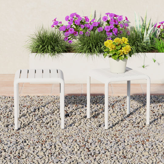Playa Plastic Modern Outdoor Patio Accent Side Tables (Set of 2)