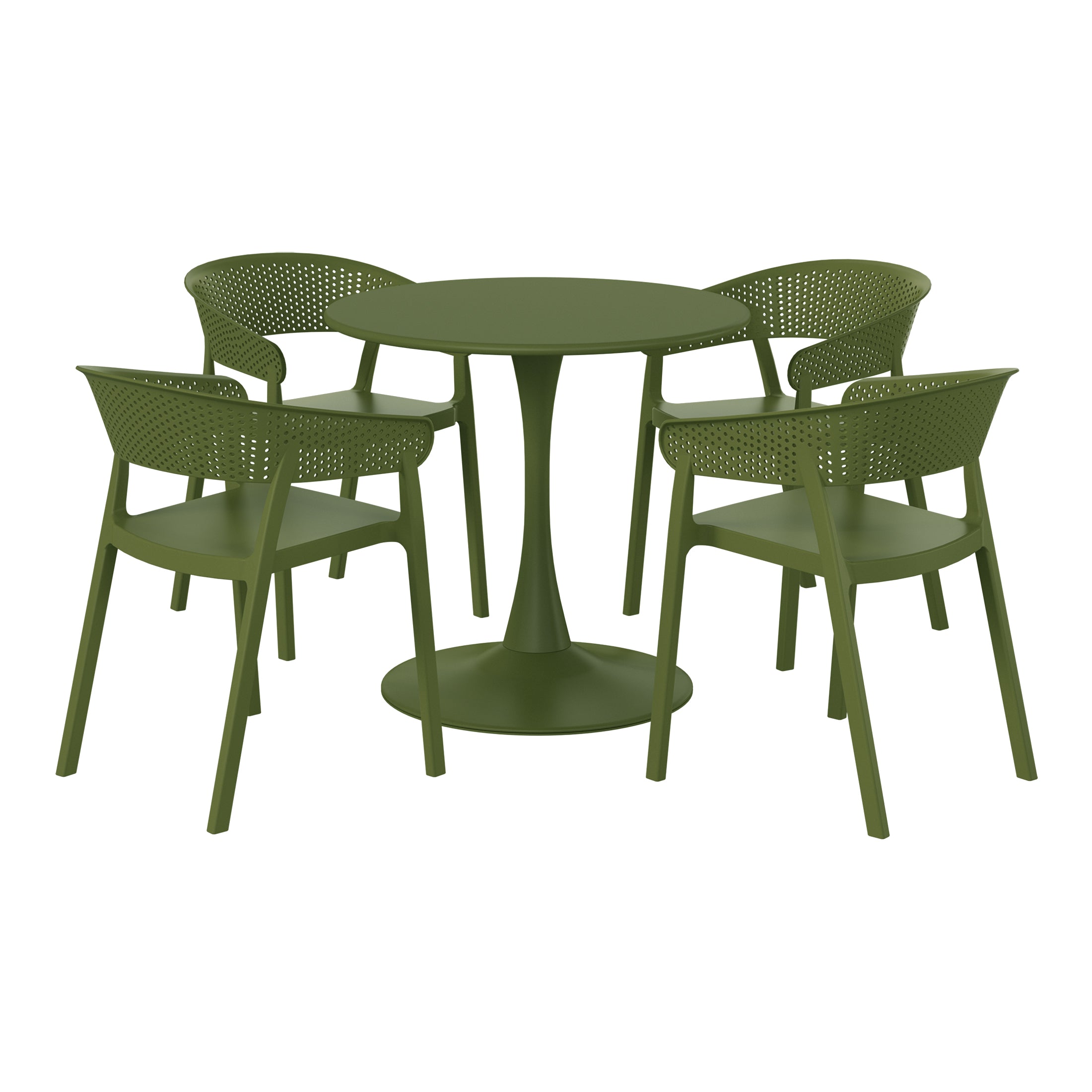 Playa 5-Piece Indoor Outdoor Metal Patio Dining Table Set With Stackable Patio Chairs