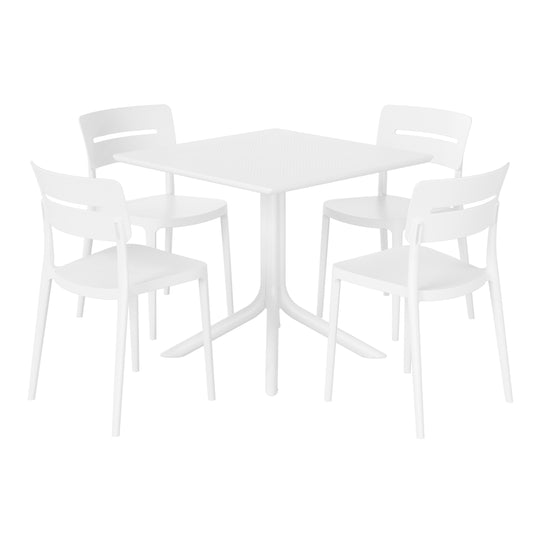 Playa Modern 5-Piece Resin Patio Dining Table Set with Stackable Patio Dining Chairs