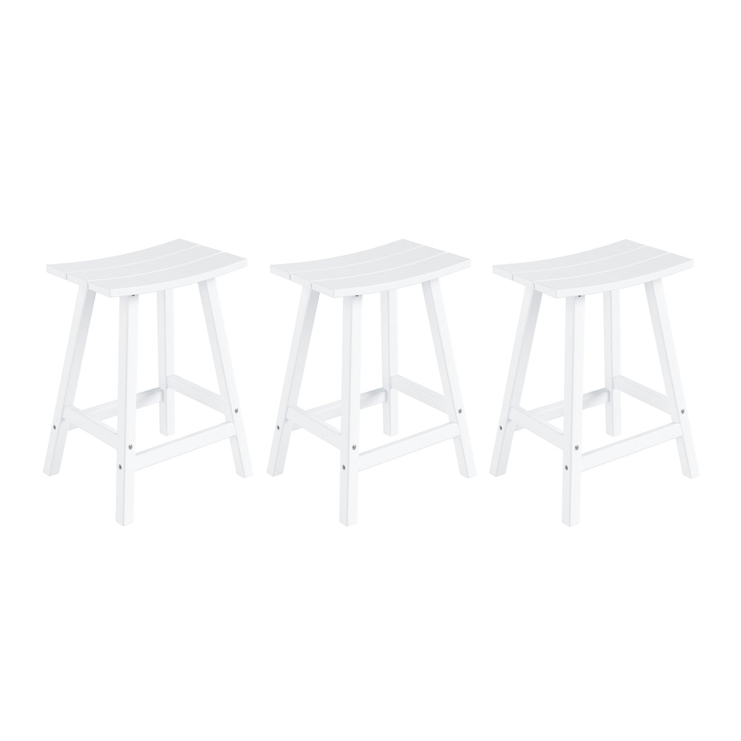 Malibu 24" HDPE Outdoor Patio Counter Height Bar Stools (Set of 3)