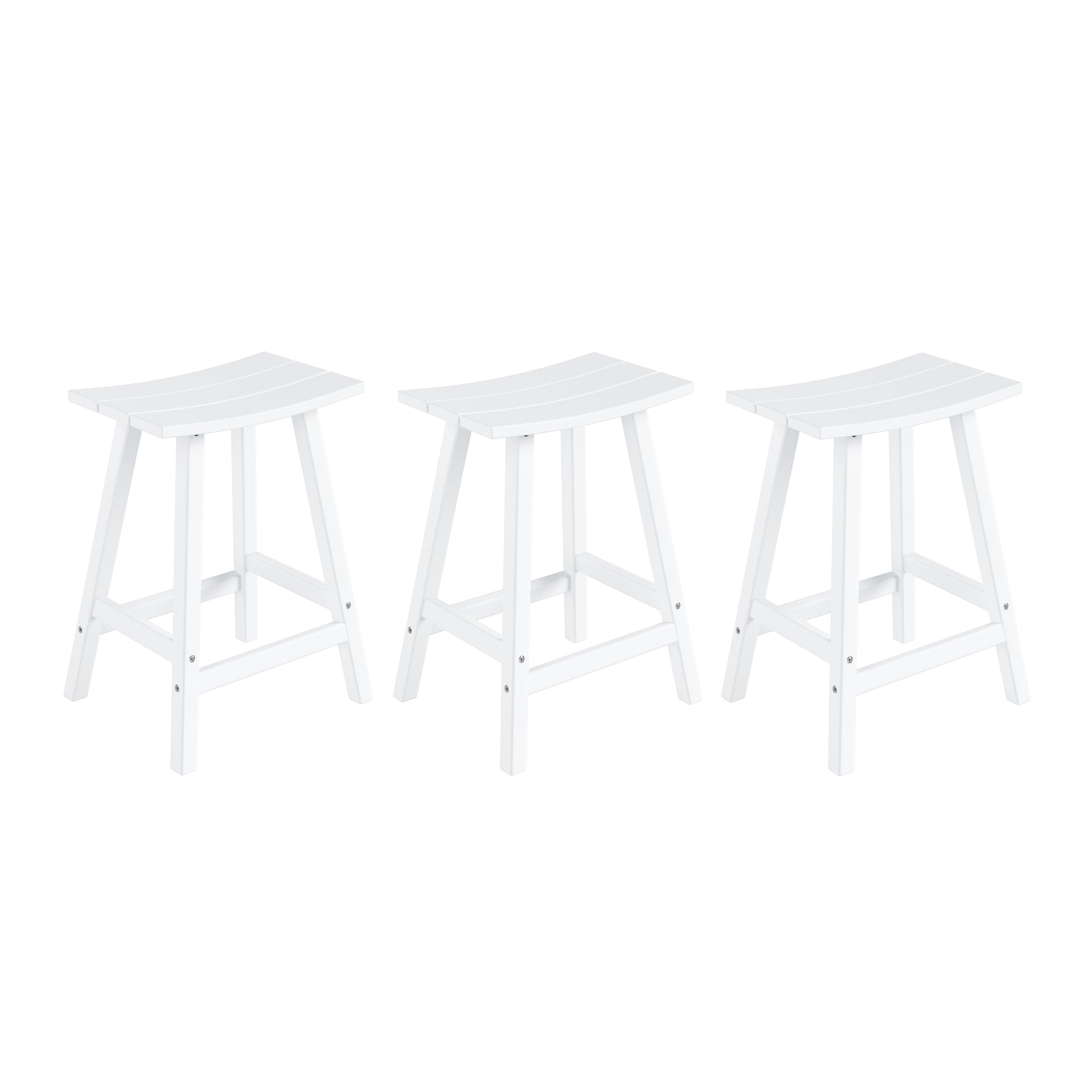 Malibu 24" HDPE Outdoor Patio Counter Height Bar Stools (Set of 3)