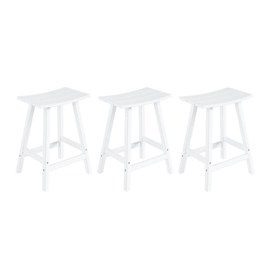 Malibu 24" HDPE Outdoor Patio Counter Height Bar Stools (Set of 3)