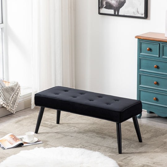 Wordford Button Tufted Velvet Upholstered Accent Bench