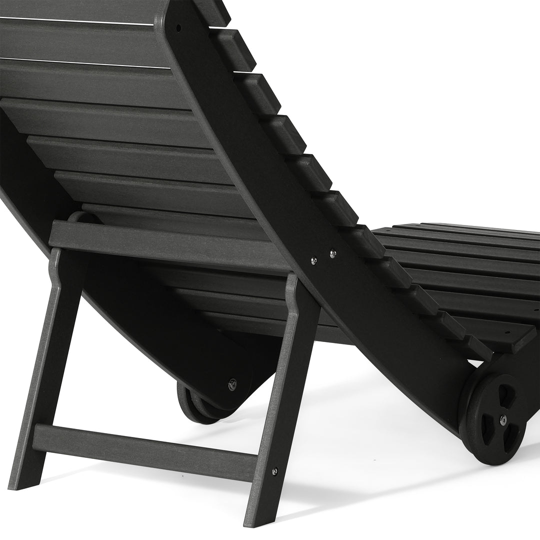 Outdoor HDPE In-Pool Patio Chaise Lounge Chair With Wheels