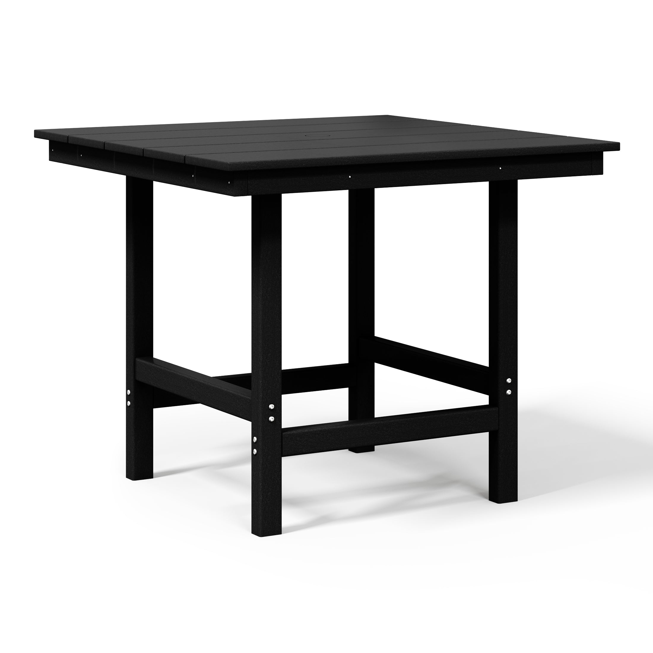 Ashore Outdoor HDPE 36" Square Patio Dining Table with Umbrella Hole
