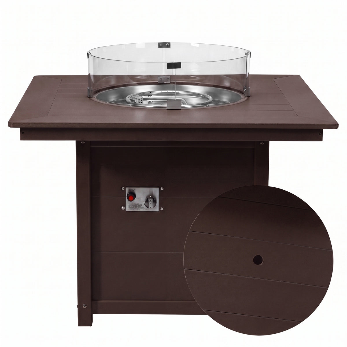 Helios Modern Outdoor Patio Propane 42" Square Fire Pit Table