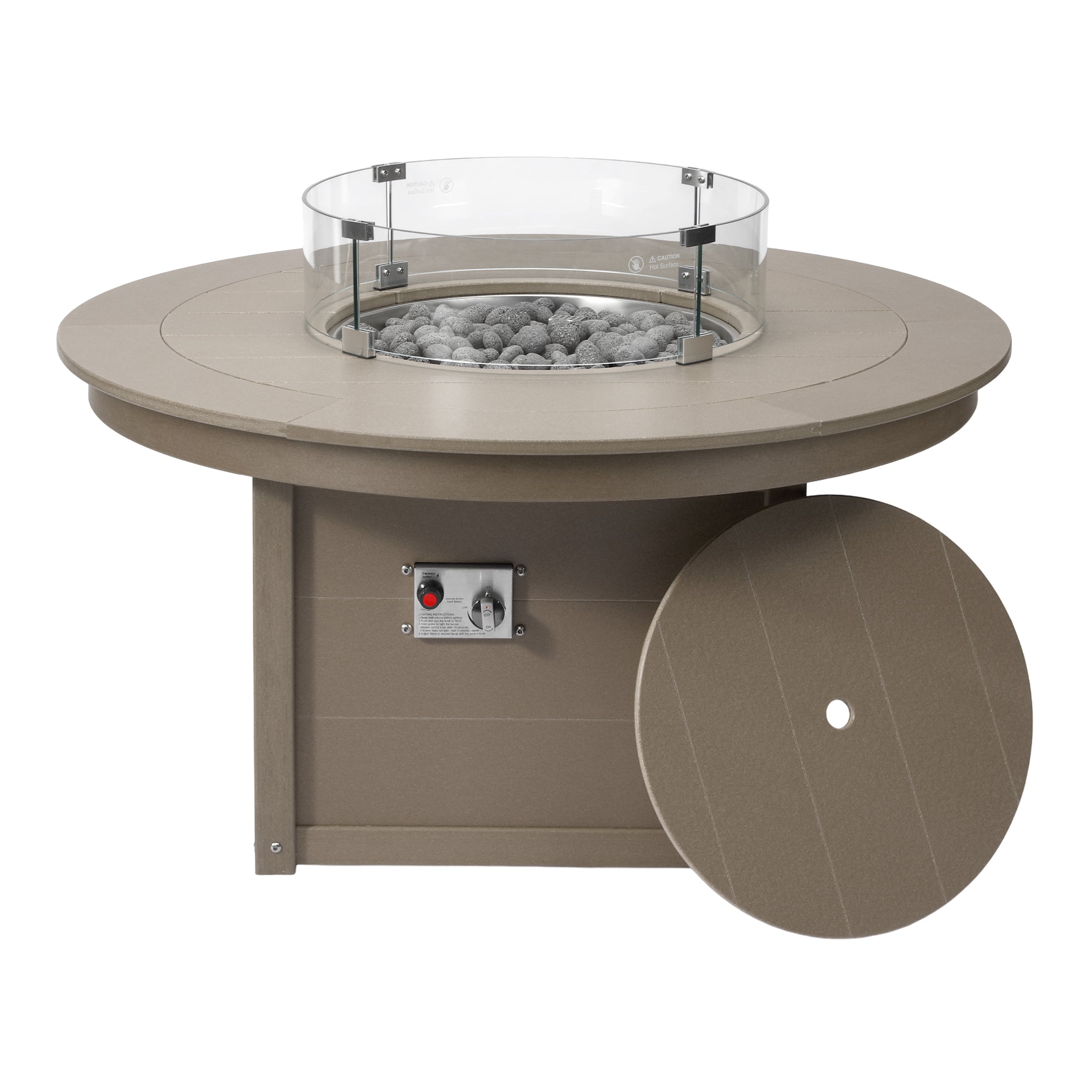 Helios 47" Modern Outdoor 55,000 BTU Patio Propane Round Fire Pit Table