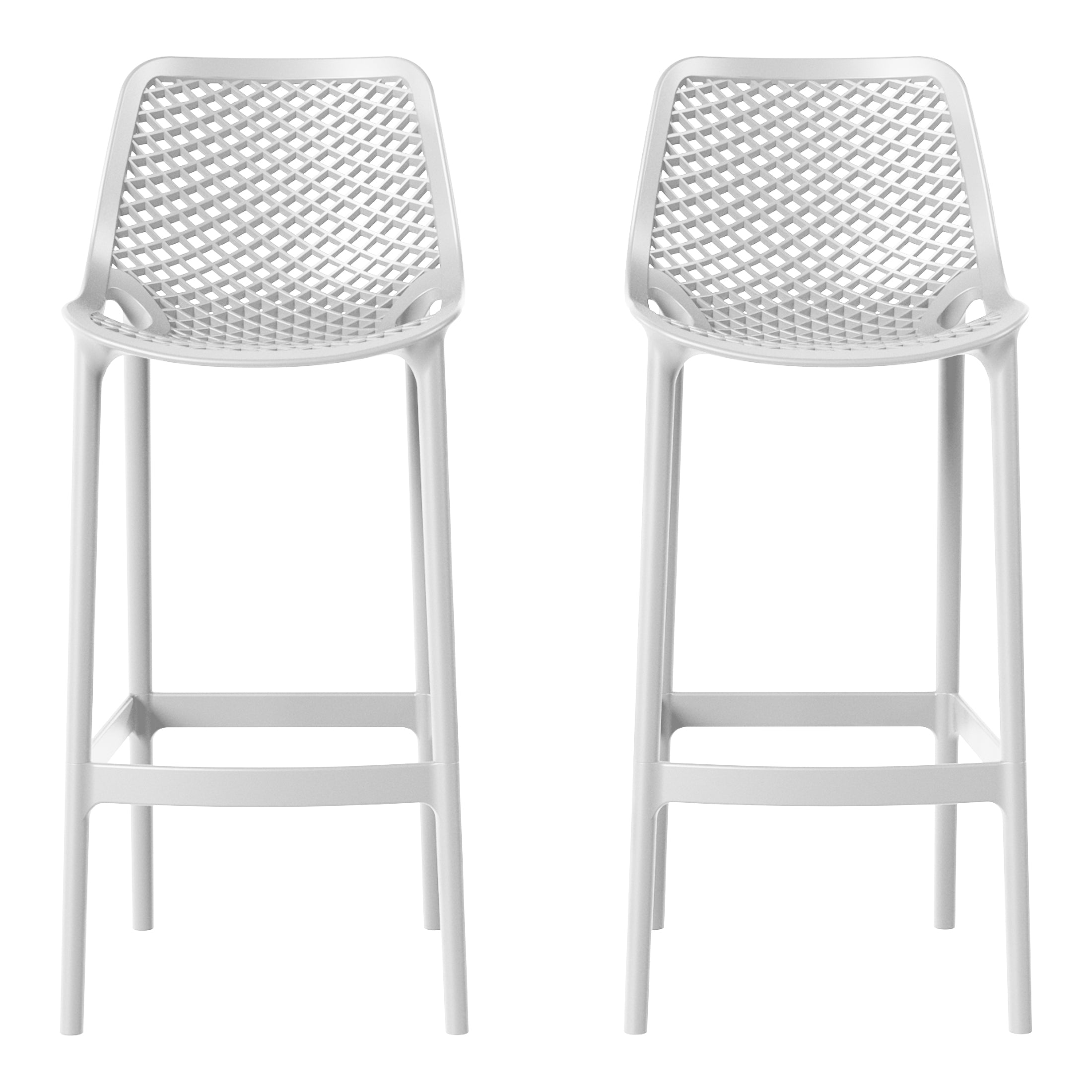 Playa 41.75" Outdoor Modern Polypropylene Plastic Patio Bar Height Stools (Set of 2)