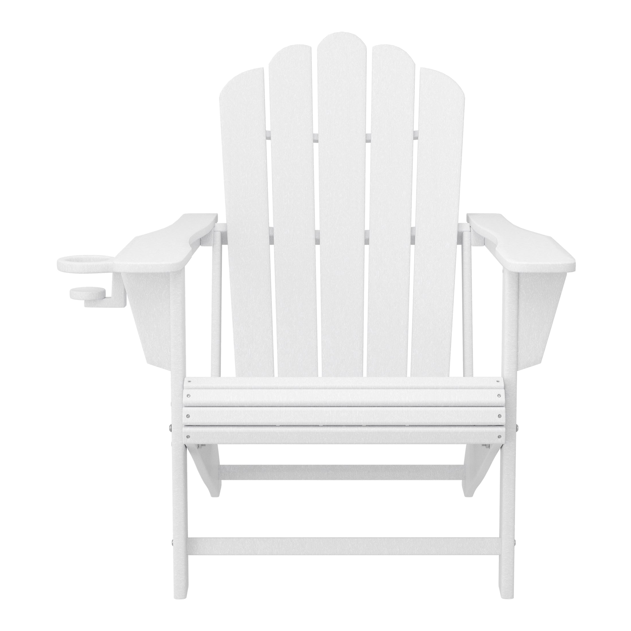 Highland 4-Piece Outdoor Patio HDPE Adirondack Chairs With Ottomans and Cup Holder Set
