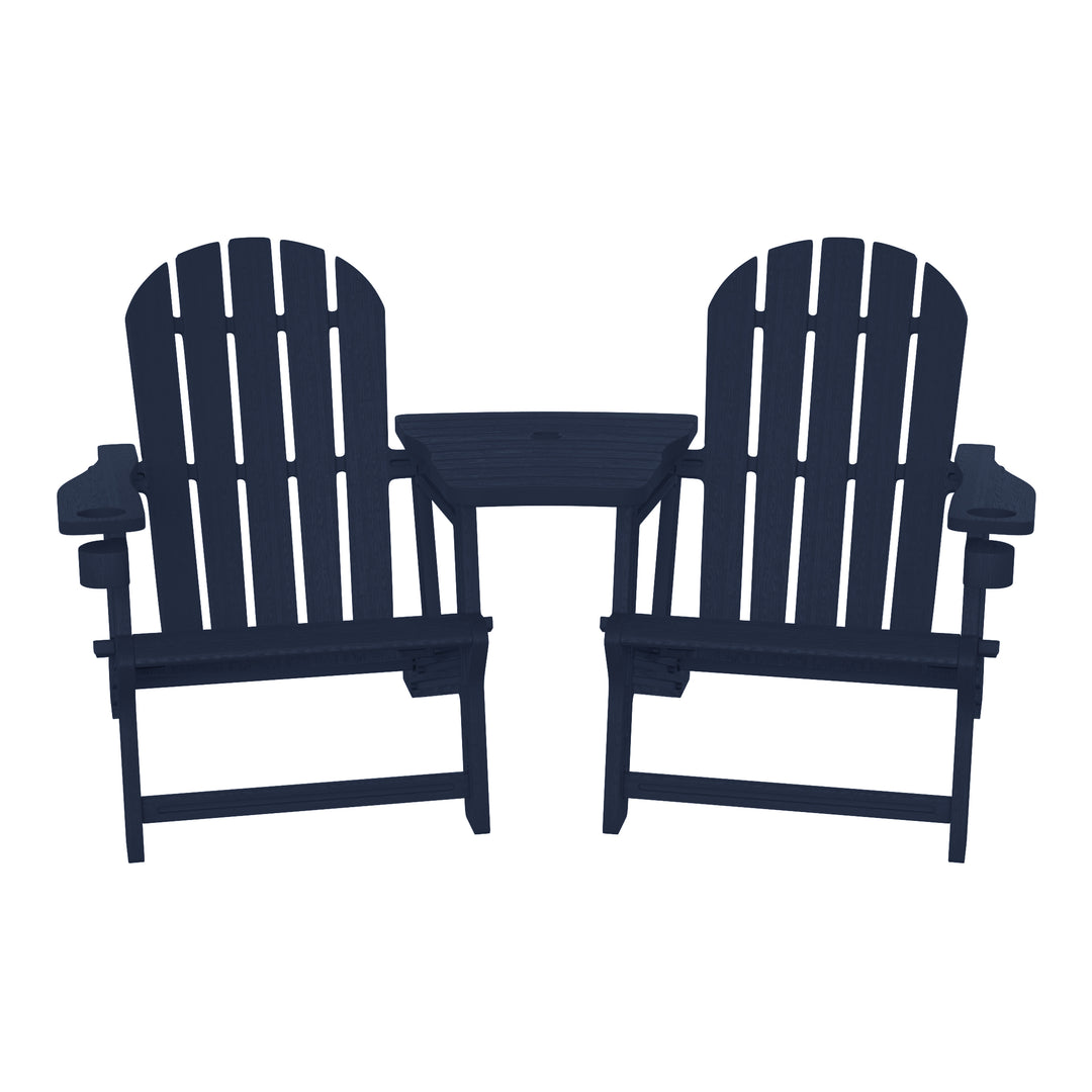 Azura Outdoor HDPE Adirondack Chairs With Connecting Table Tray (Set of 2)