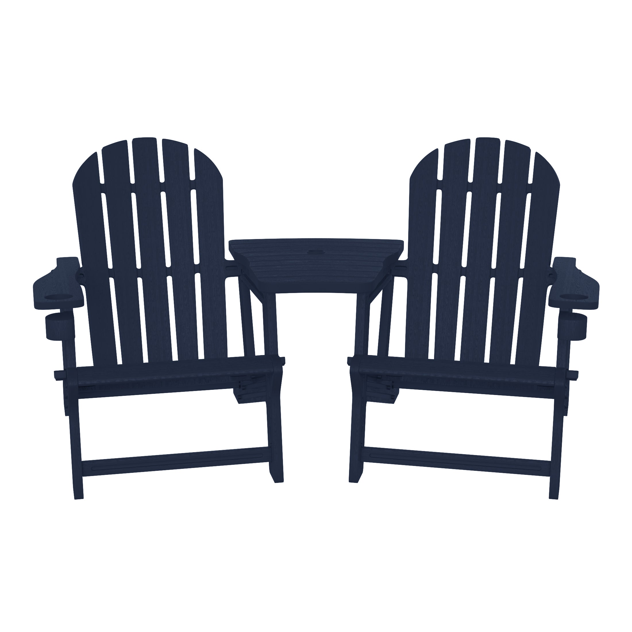 Azura Outdoor HDPE Adirondack Chairs With Connecting Table Tray (Set of 2)