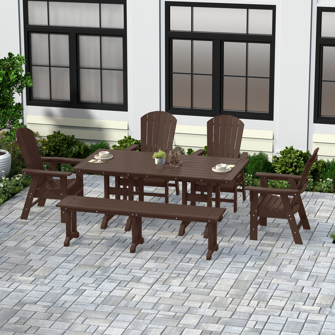 Dylan 6 Piece Outdoor Patio Dining Table and Armchair Dining Bench Set