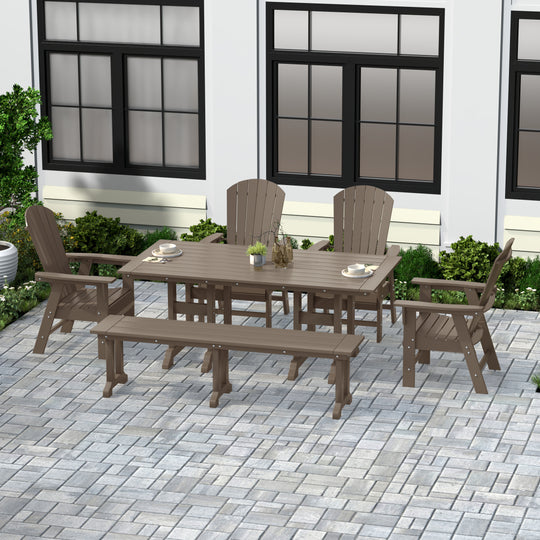 Dylan 6 Piece Outdoor Patio Dining Table and Armchair Dining Bench Set