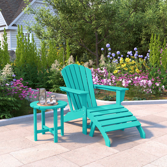Dylan Outdoor Adirondack Chair With Ottoman And Side Table 3-Piece Set