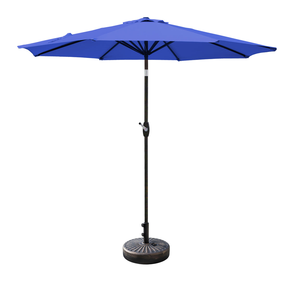 Paolo 9 ft. Patio Umbrella with Bronze Round Weight Base Kit