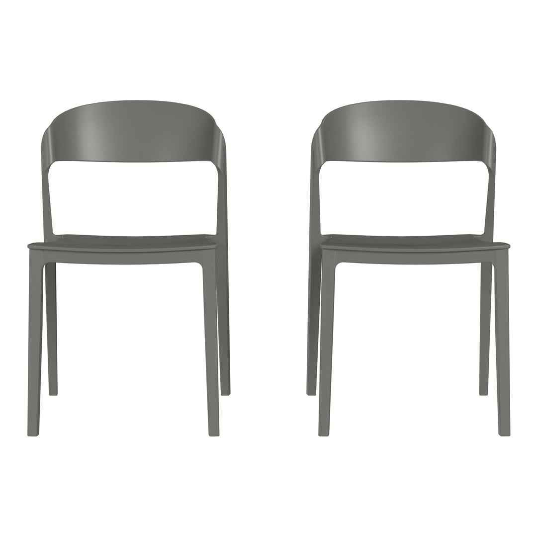 Playa Outdoor Modern Stackable Plastic Patio Bistro Dining Side Chairs (Set of 2)