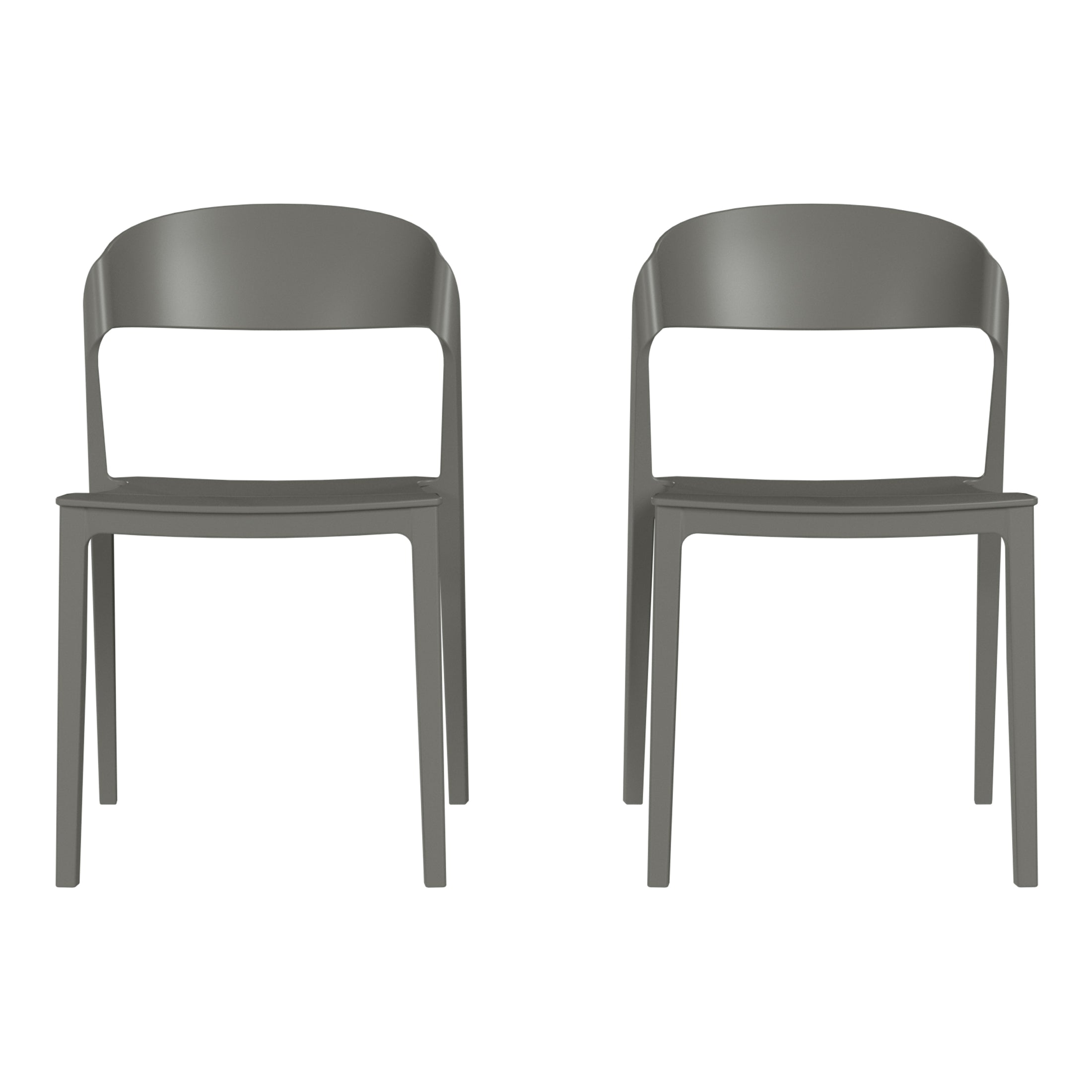 Playa Outdoor Modern Stackable Plastic Patio Bistro Dining Side Chairs (Set of 2)