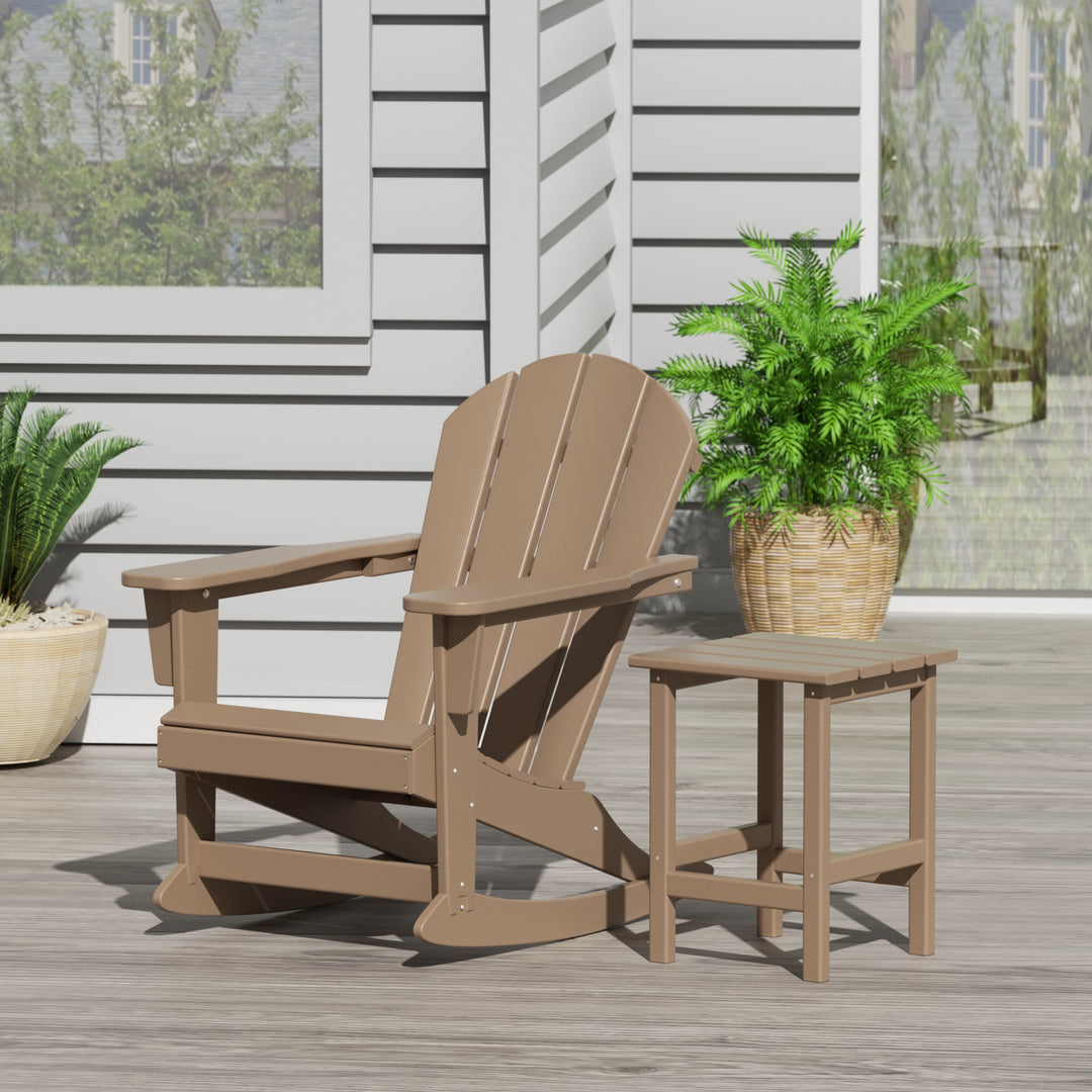 Malibu Outdoor Patio Rocking Adirondack Chairs with Side Table Set