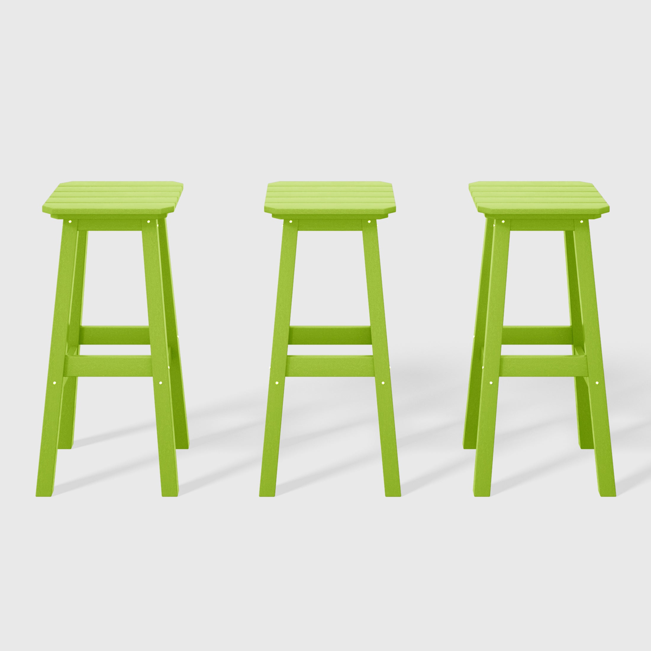Malibu 29" HDPE Outdoor Patio Square Bar Stools (Set of 3)