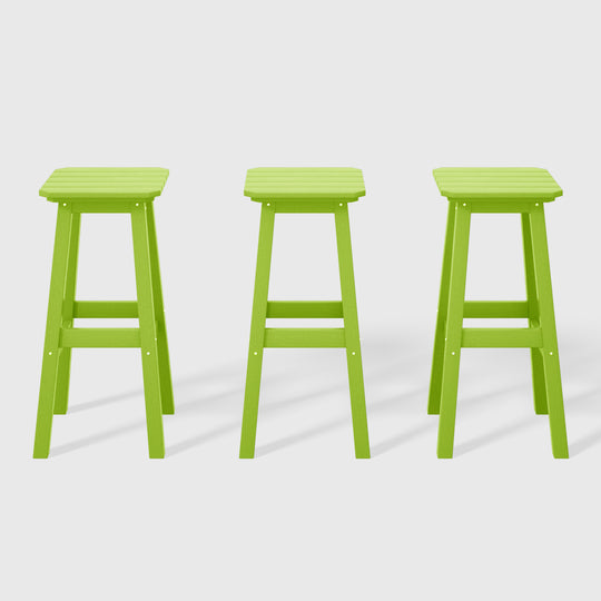 Malibu 29" HDPE Outdoor Patio Square Bar Height Bar Stool (Set of 3)