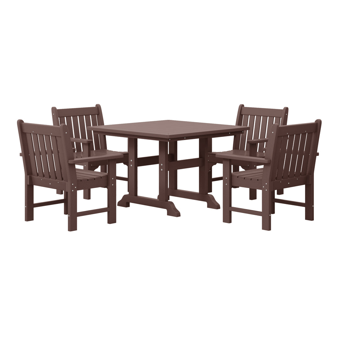 Malibu 5-Piece HDPE Outdoor Patio Chair and Square Table Dining Set