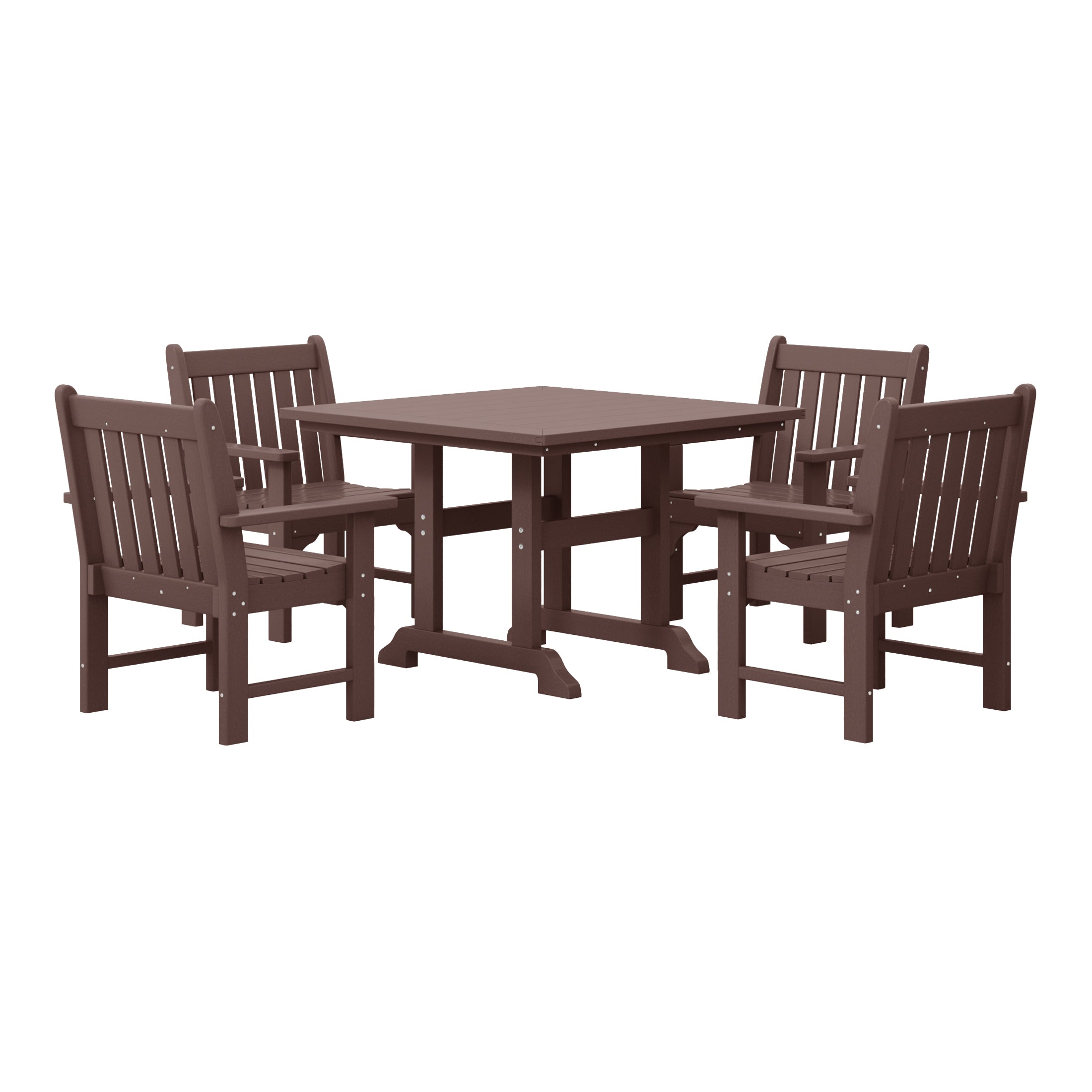 Malibu 5-Piece HDPE Outdoor Patio Chair and Square Table Dining Set