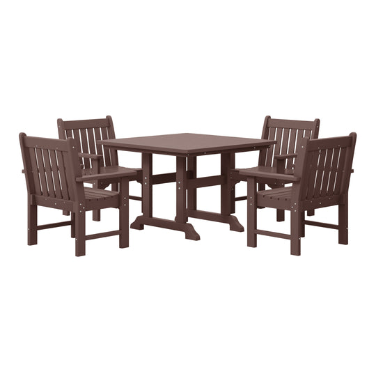 Malibu 5-Piece HDPE Outdoor Patio Chair and Square Table Dining Set