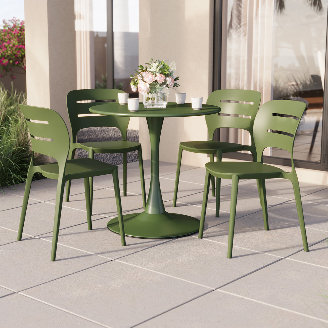 Playa Outdoor Modern Stackable Plastic Patio Dining Side Chairs (Set of 4)