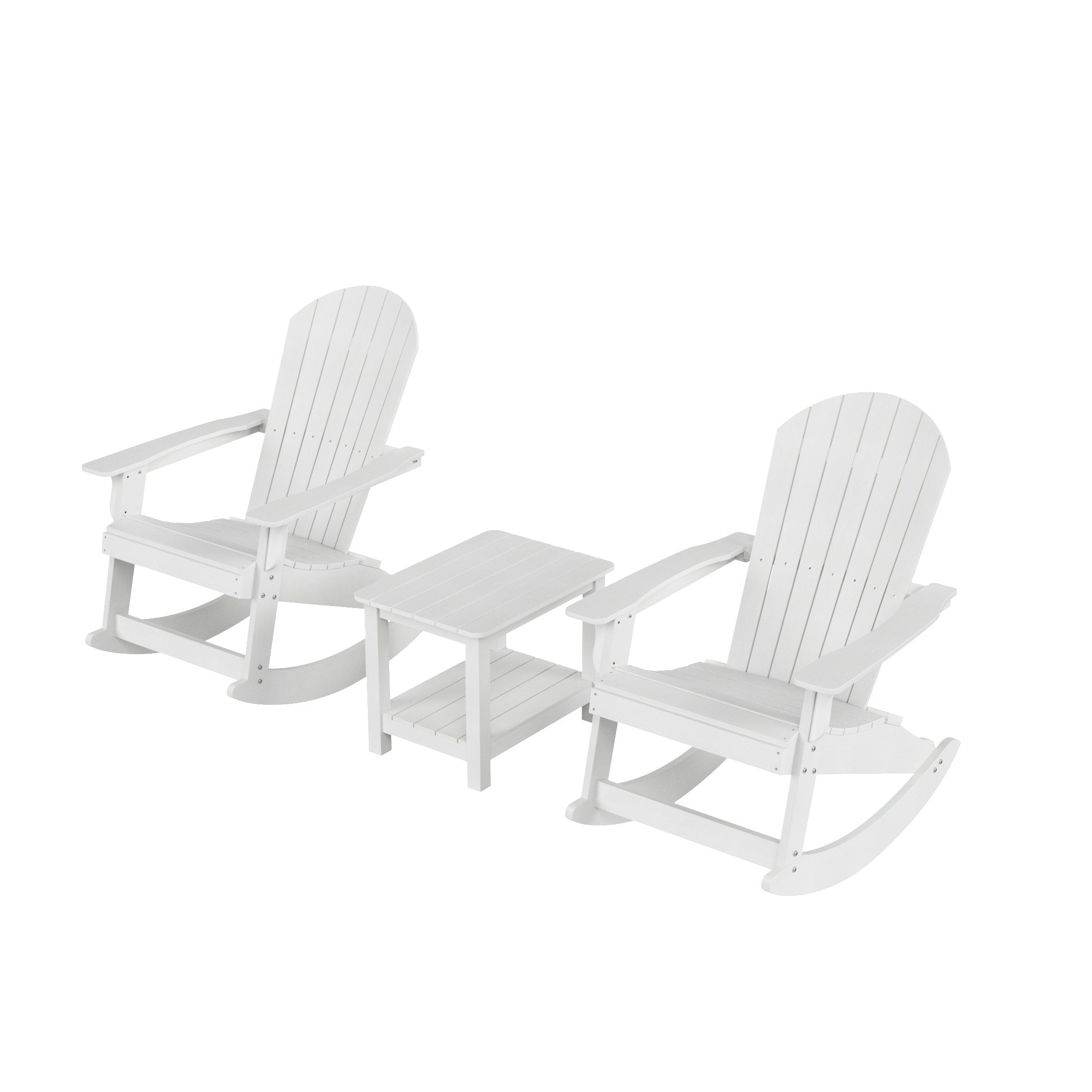 Tuscany 3-Piece HIPS Outdoor Rocking Adirondack Chair With Side Table
