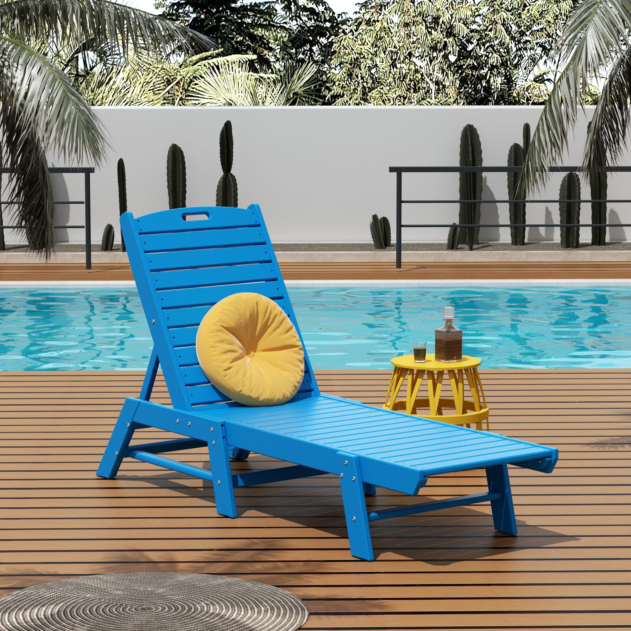 Malibu Poly Reclining Outdoor Patio Chaise Lounge Chair Adjustable