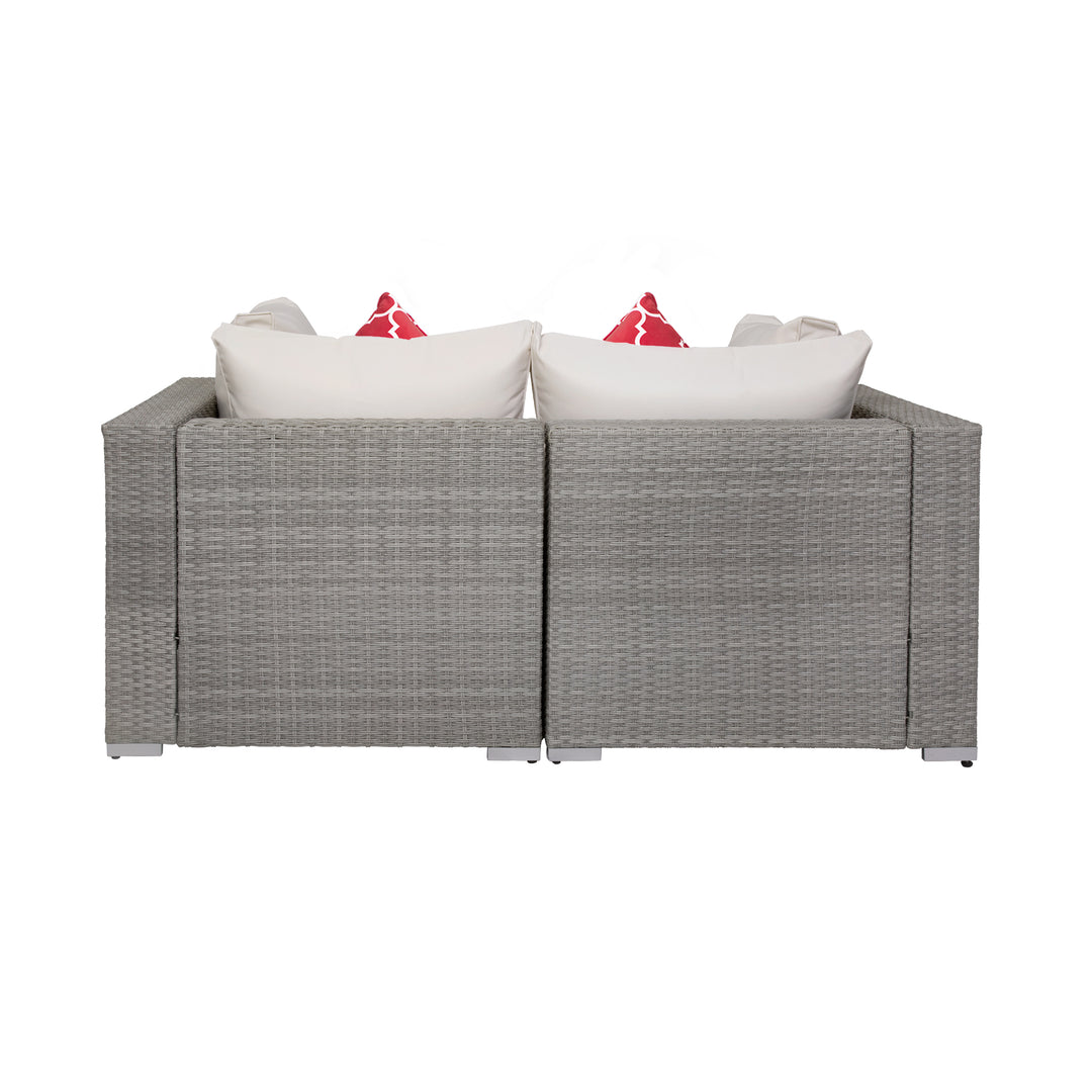 Irvine 2-Piece Outdoor Patio Rattan Wicker Conner Sofa Set