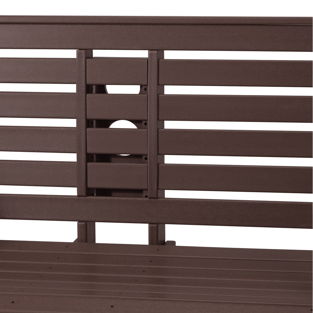 St Charles Outdoor HDPE 54" Front Hanging Porch Swing Bench With Cupholders