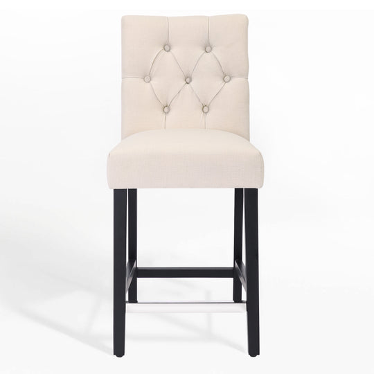 Hayes 24" Linen Fabric Tufted Counter Stool,Black